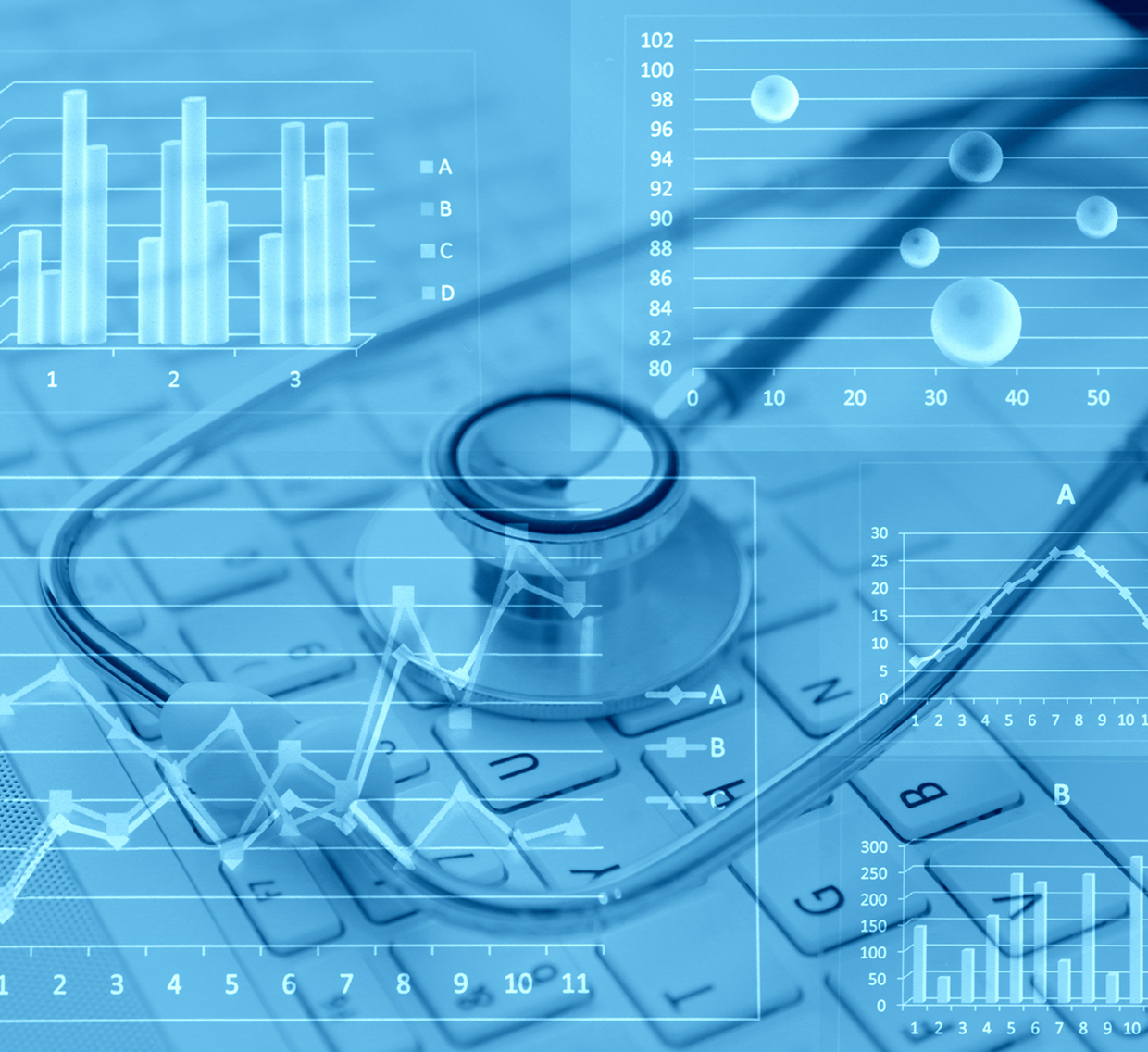 Healthcare analytics and charts overlay